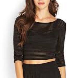 2000s Forever 21 Shadow Stripe Crop Top Size Large